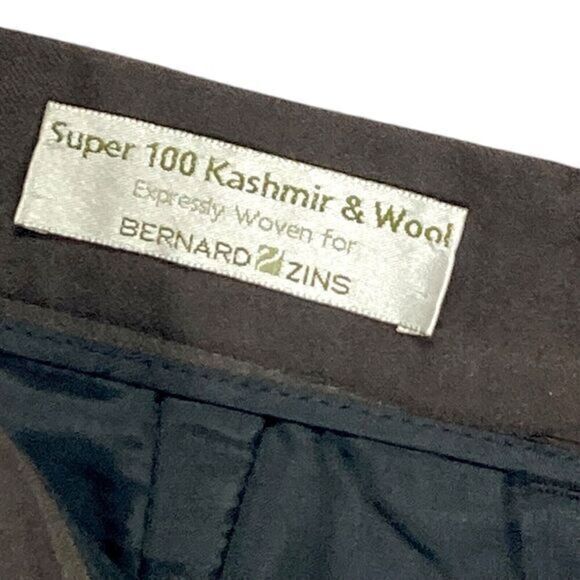 Bernard Zins Paris Pants Womens 14 Brown Pleated Business Wool/ Cashmere Trouser - Picture 14 of 15